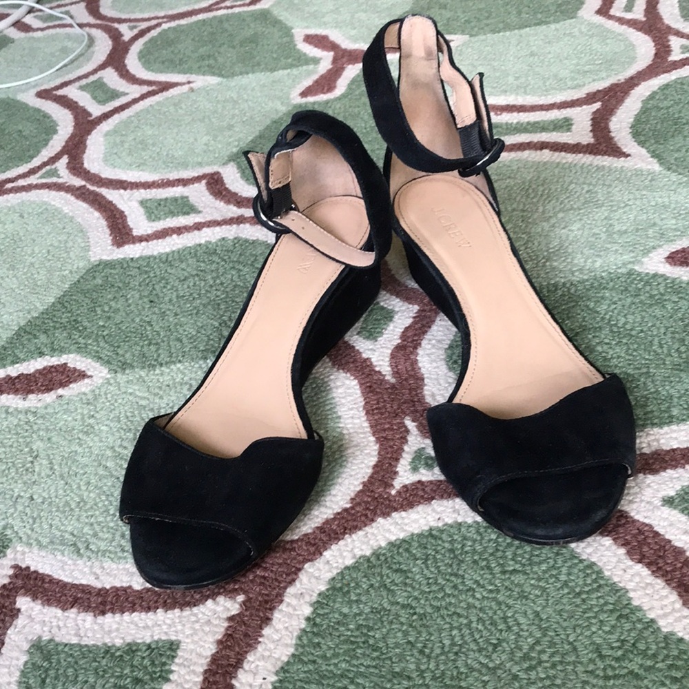 Black Suede J. Crew Wedges